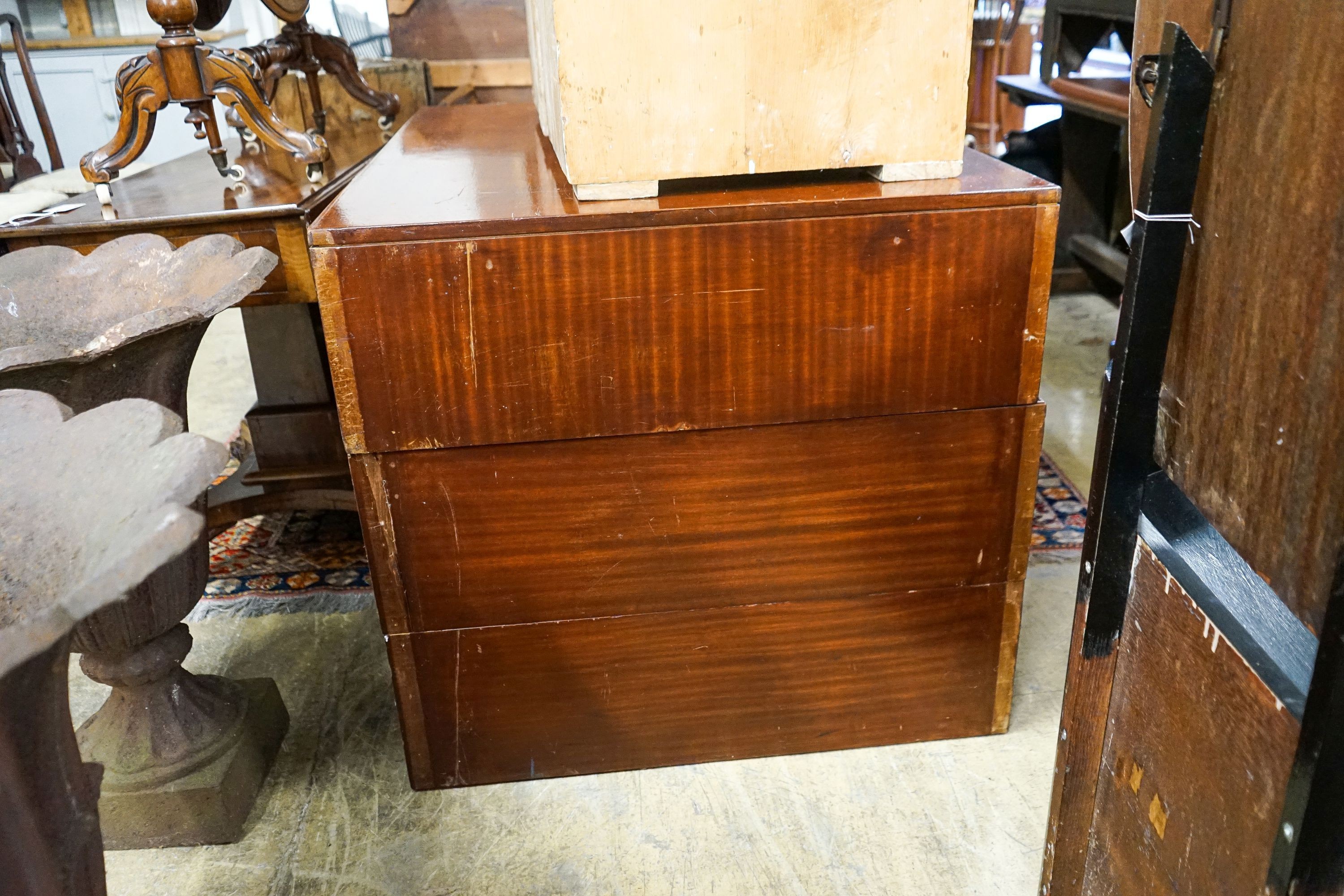 A two sectional 20th century plan chest, (piece is associated) length 116cm, depth 90cm, height 82cm